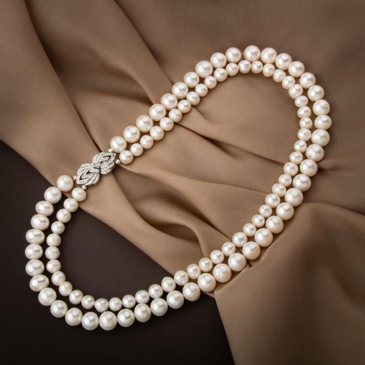 Pearl Natural Stone Silver Lock Necklace