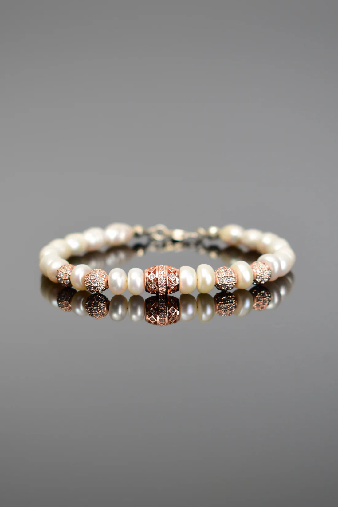 Pearl Natural Stone Bracelet with Silver Bracelet