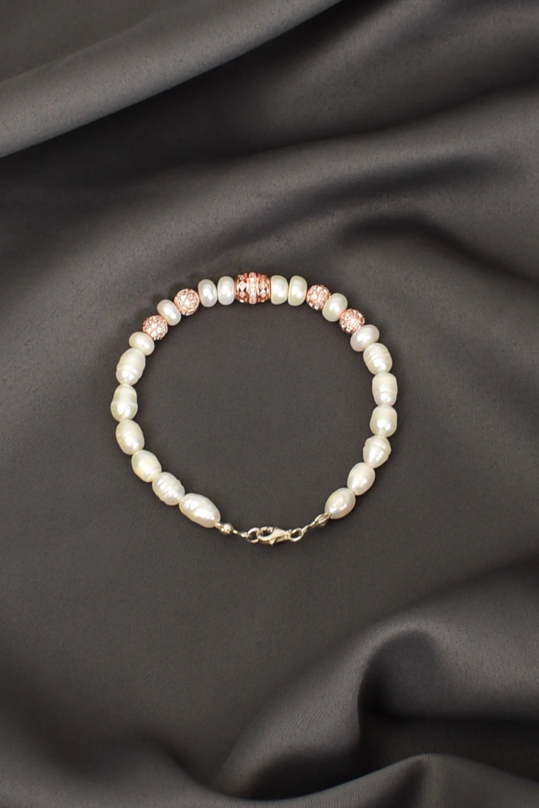 Pearl Natural Stone Bracelet with Silver Bracelet