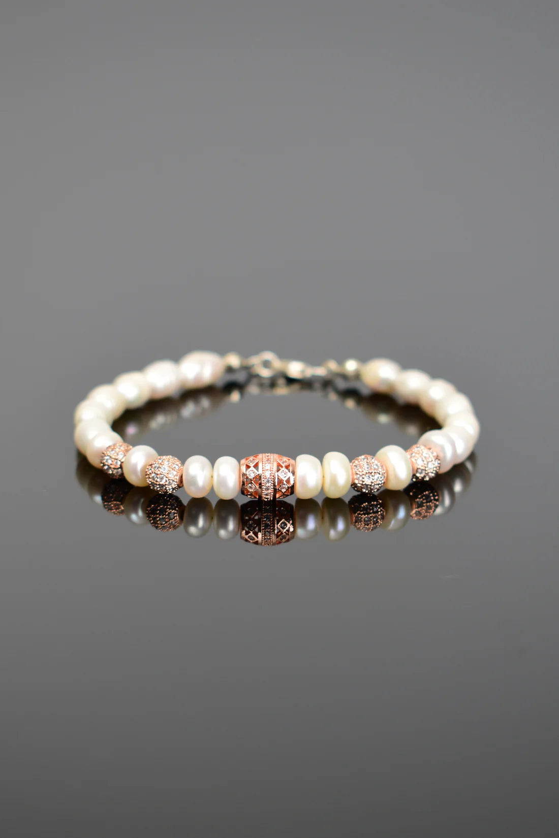 Pearl Natural Stone Bracelet with Silver Bracelet