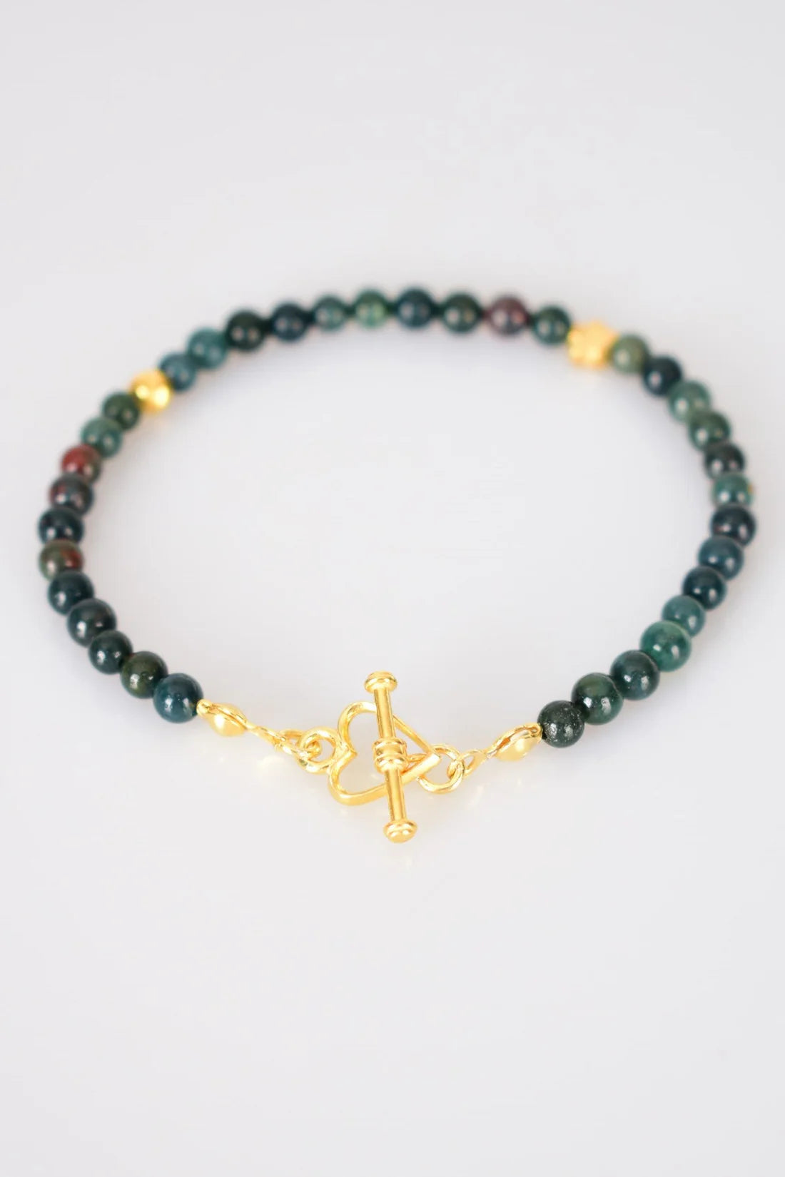 Bloodstone Natural Stone 925 Sterling Silver Closing Bracelet