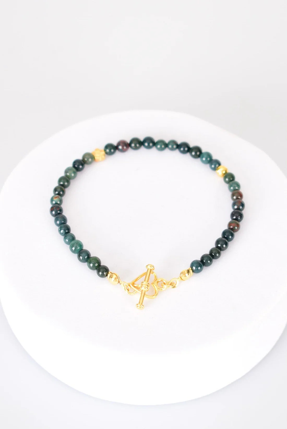Bloodstone Natural Stone 925 Sterling Silver Closing Bracelet