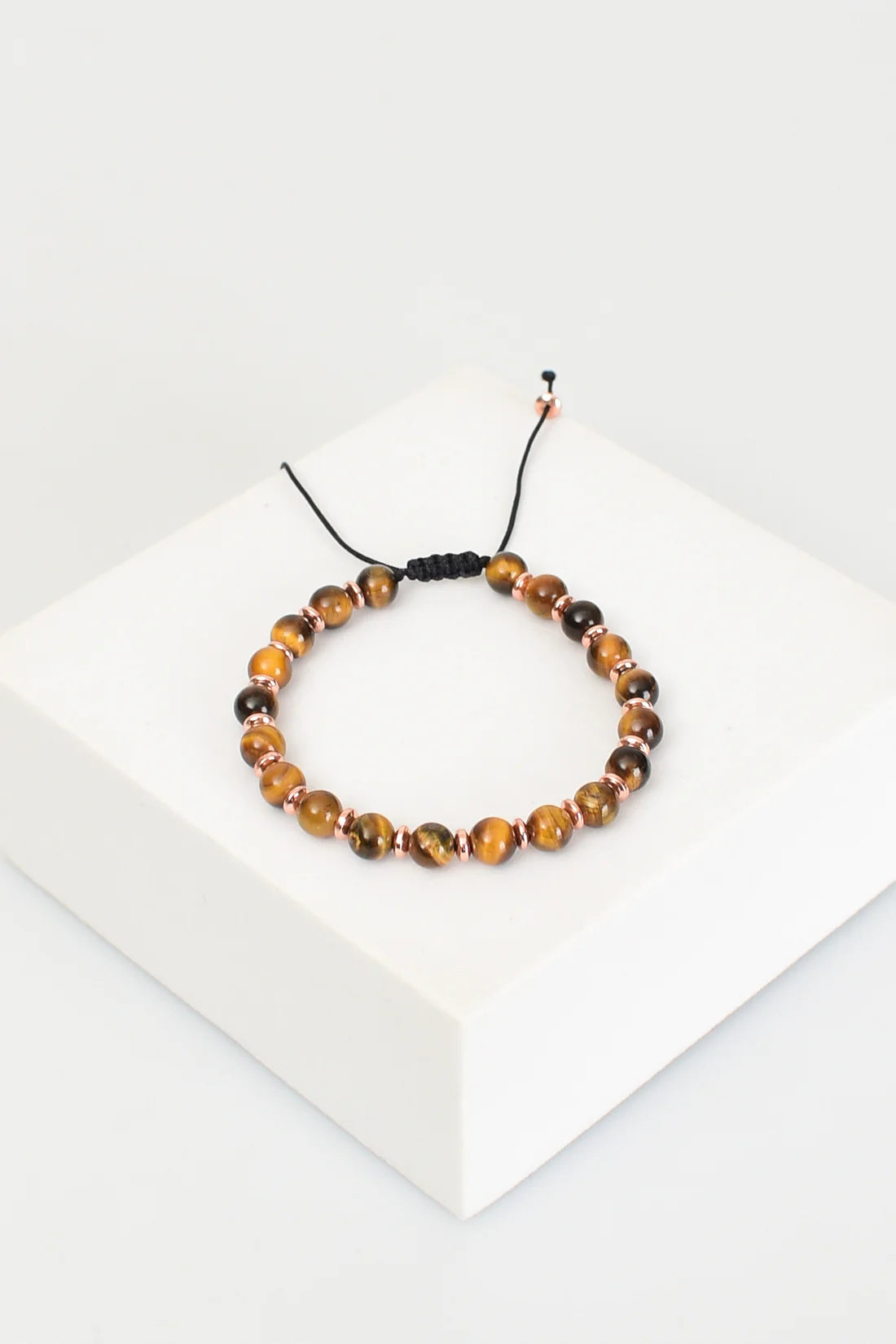 Tiger Eye Natural Stone Macrame Bracelet (Round Cut)