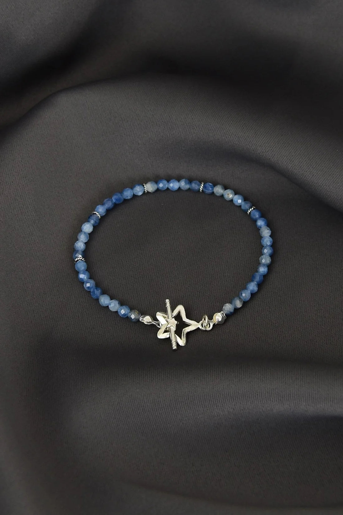 Kyanite Natural Stone 925 Sterling Silver Closing Bracelet
