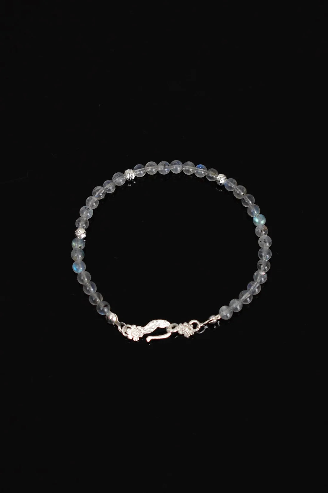 Labradorite Natural Stone 925 Sterling Silver Closing Bracelet