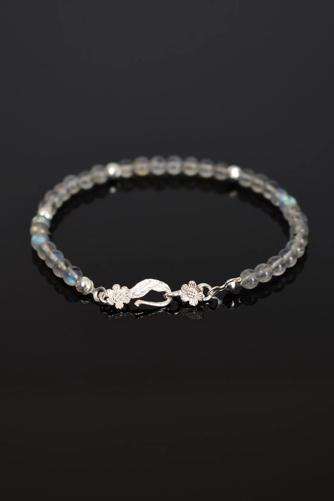 Labradorite Natural Stone 925 Sterling Silver Closing Bracelet