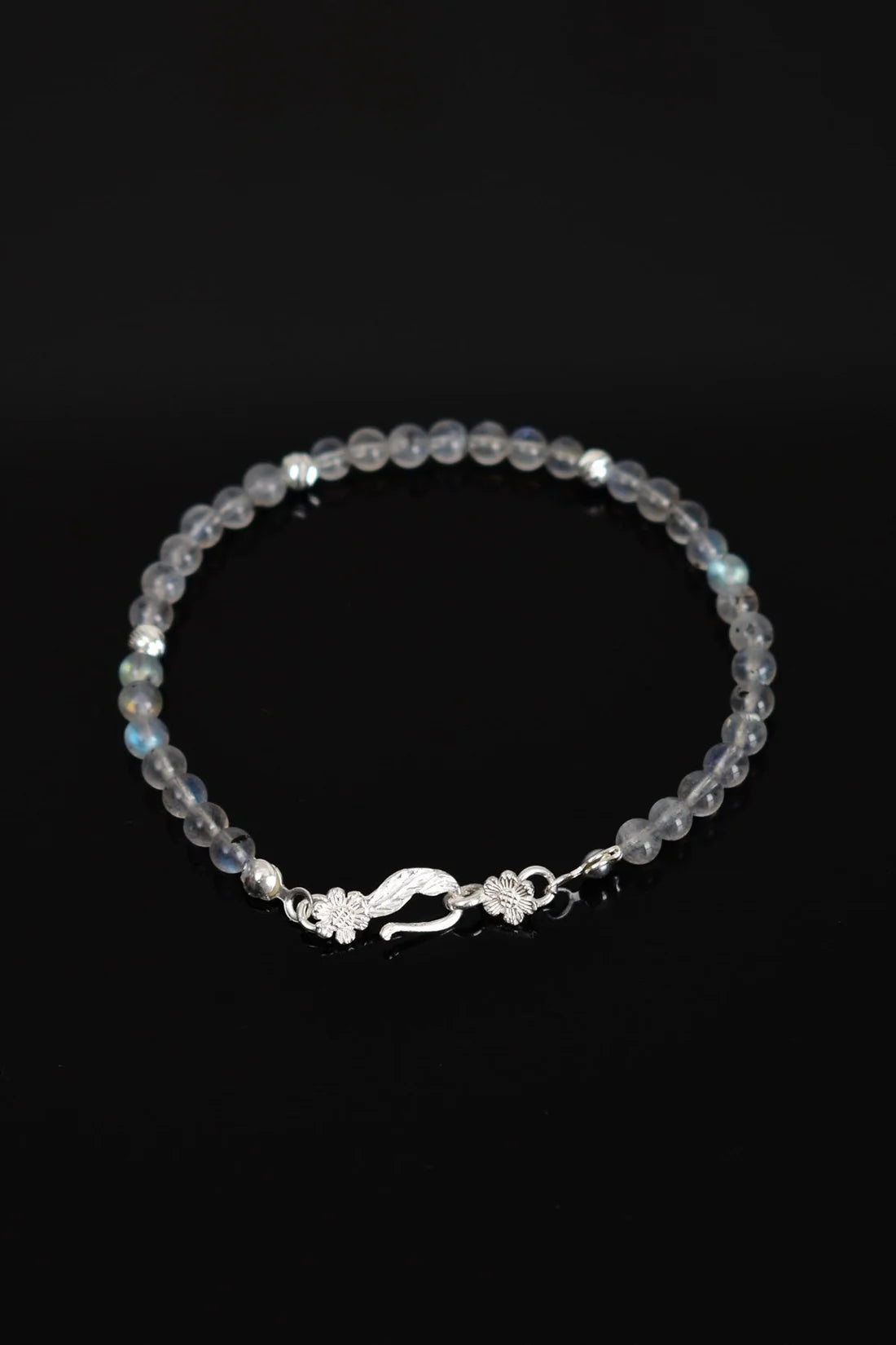 Labradorite Natural Stone 925 Sterling Silver Closing Bracelet