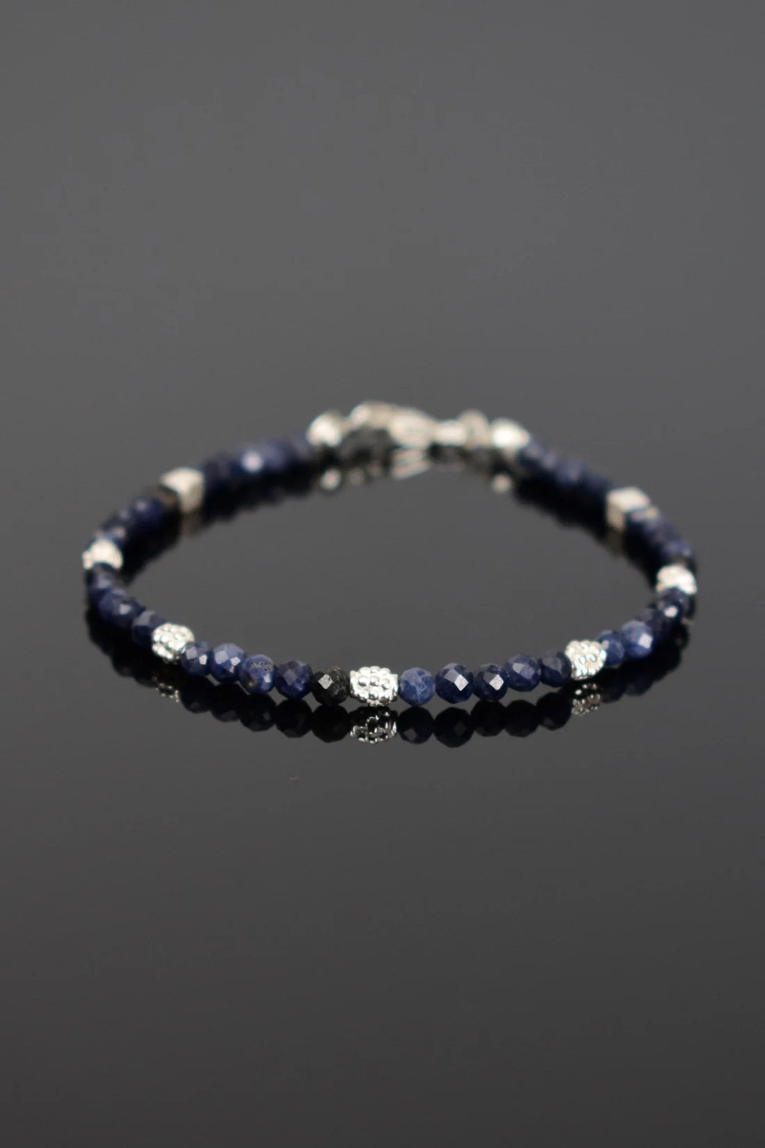 Sapphire Natural Stone 925 Sterling Silver Closing Bracelet