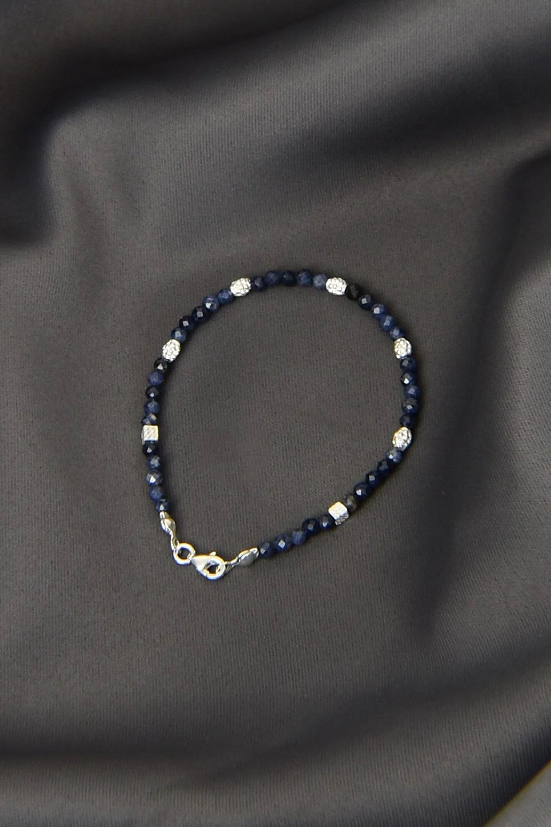 Sapphire Natural Stone 925 Sterling Silver Closing Bracelet