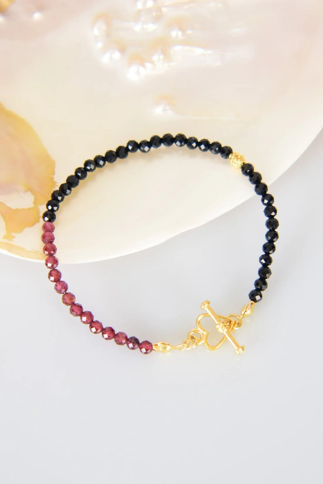 Tourmaline - Garnet Natural Stone 925 Sterling Silver Clasp Bracelet