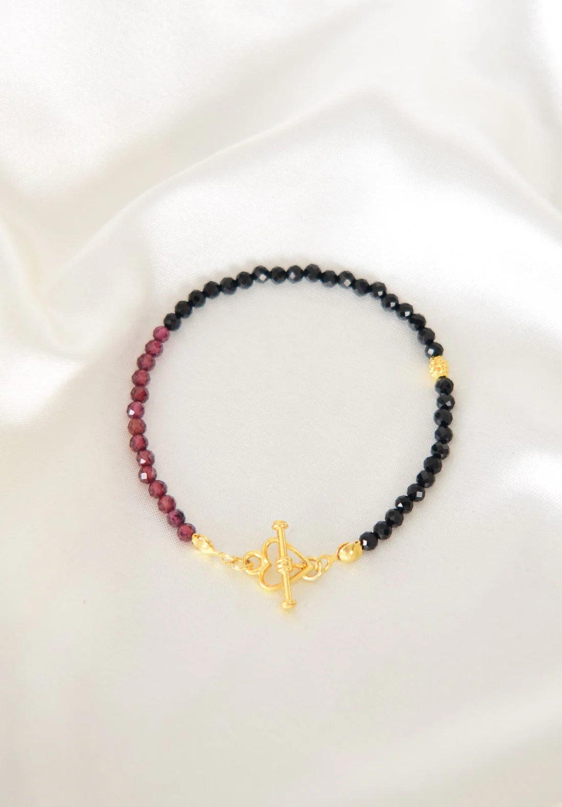 Tourmaline - Garnet Natural Stone 925 Sterling Silver Clasp Bracelet